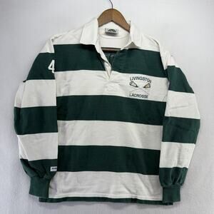 Vintage Barbarian Rugby Shirt Men's Small Green White Colorblock Heavyweight 90s